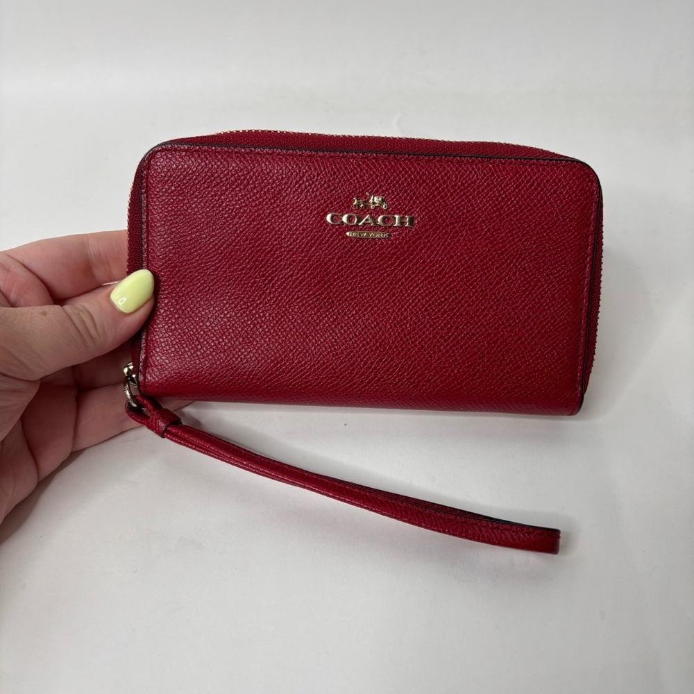 Coach Long Zip Around Wallet Women's Red - Picture 2 of 9